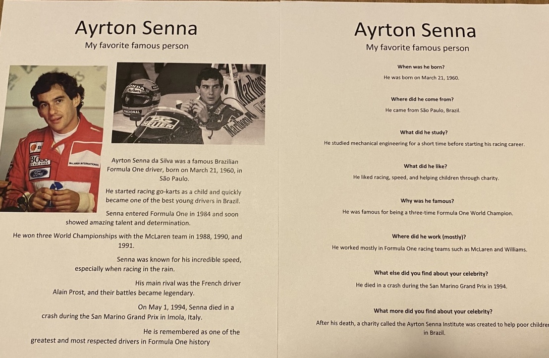 My Favourite Famous Person - projekt v VII. A a VII. B